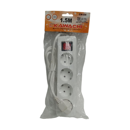 4 LUBANGx150CM/KAWACHI STEELE Stop Kontak Colokan Terminal Kabel 1.5 M