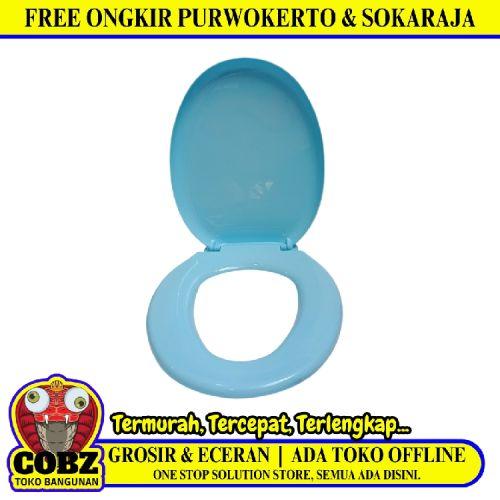 TECHPLAS Tutup Kloset Duduk Monoblok Seat Cover Standard PVC Biru Set