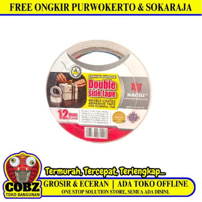 12 MM / NACHI Isolasi Selotip Lakban Bolak Balik Double Side Tape