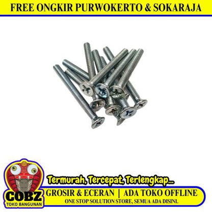 M 4 x 40 MM / TM Baut JF Kepala Rata Plus Putih Biji