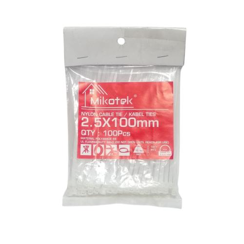 2.5 MM x 100 MM / MIKOTEK Kabel Cable Ties Tali Ripet 10 CM Putih Pack