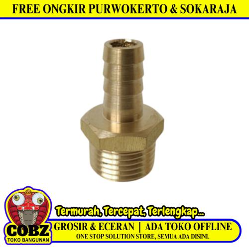 1/2 IN x 3/8 IN / TM Nepel Sok Sambungan Selang Ke Pipa Kuningan