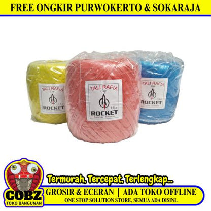 1 KG / ROCKET Tali Rafia Ikat Gulungan Kecil Plastik PVC Warna Roll