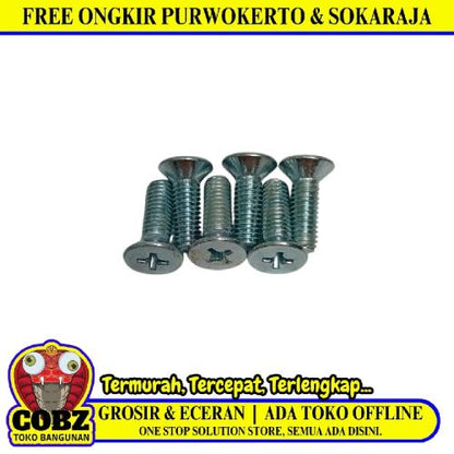 M 5 x 15 MM / TM Baut JF Kepala Rata Plus Putih Biji