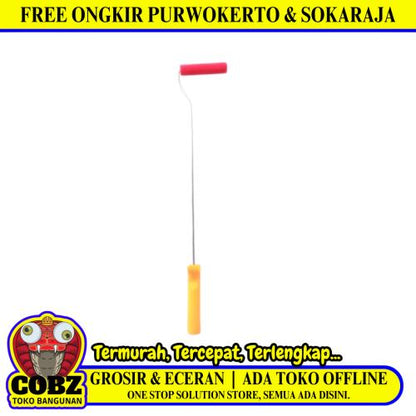 4 IN / WS Kuas Busa Roll Cat Tembok Kayu Besi Kecil + Gagang Set