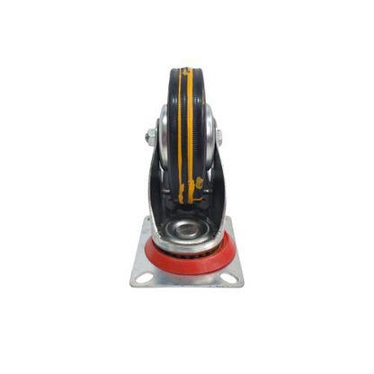 4 IN / NSK Roda Rem Hidup Trolly Gepeng Plat 102 MM Karet Hitam