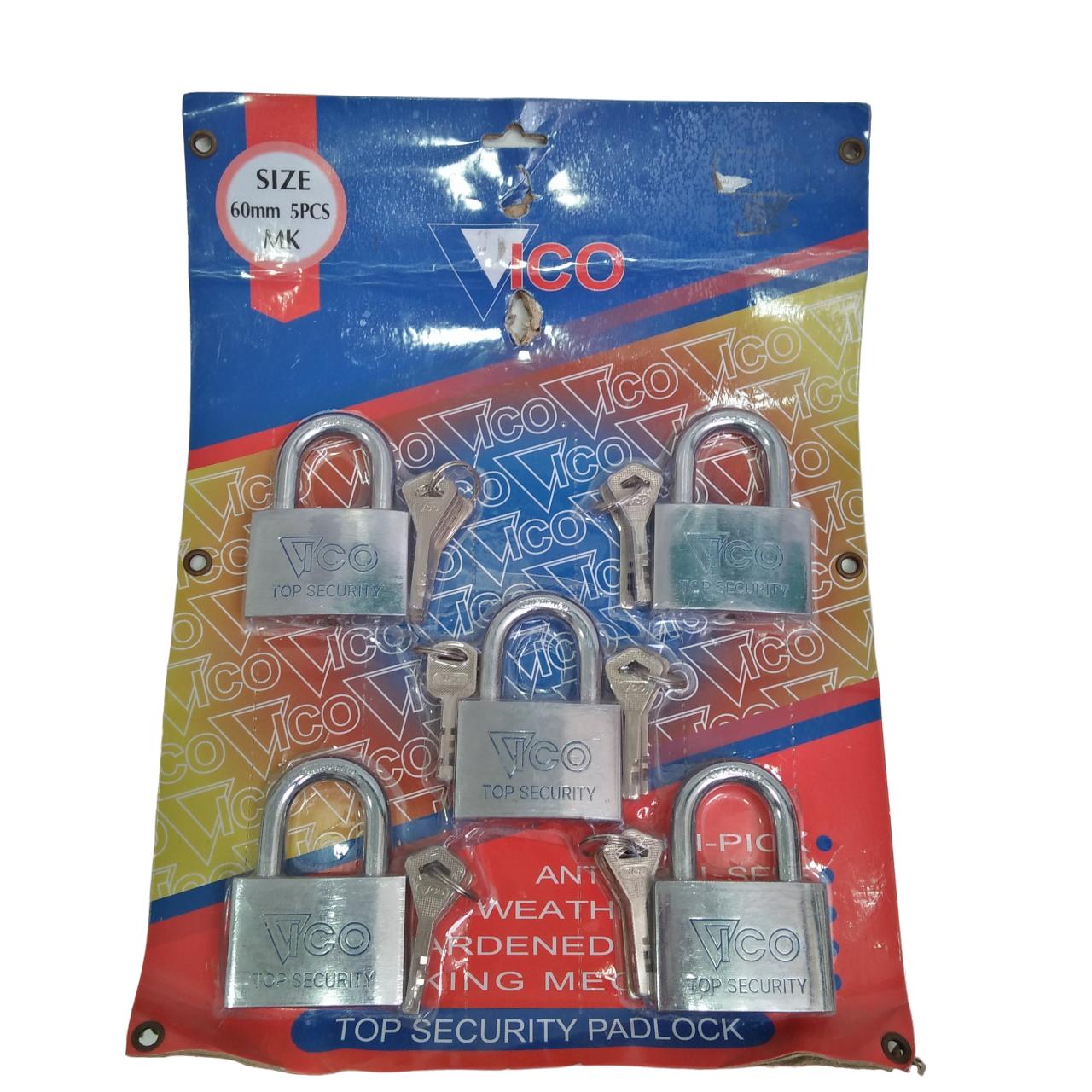 60 MM / VICO Gembok Master Leher Pendek Anti Maling 5 Pcs Set