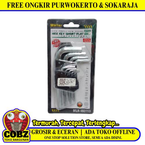 1.5 MM - 10 MM / MOLLAR  650113 Kunci L Hexagon Ujung Lawan Wrench Screw 9 Pcs Set