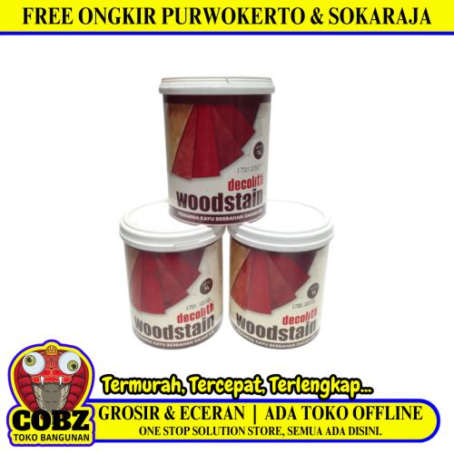 1 KG / DECOLITH Cat Plitur Kayu Wood Stain Water Based Paint Galon