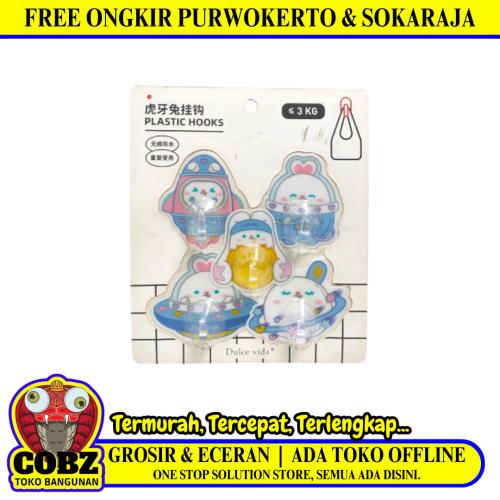 PLASTIC HOOKS Kapstok Cantel Gantungan Baju Dinding Mini PVC Set