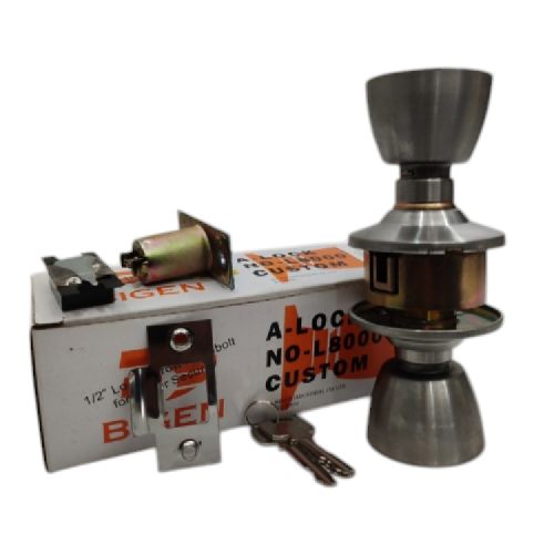 D 5 CM / BIGEN L8000 Kunci Handle Pintu Bulat Kamar Mandi Stainless Silver Set