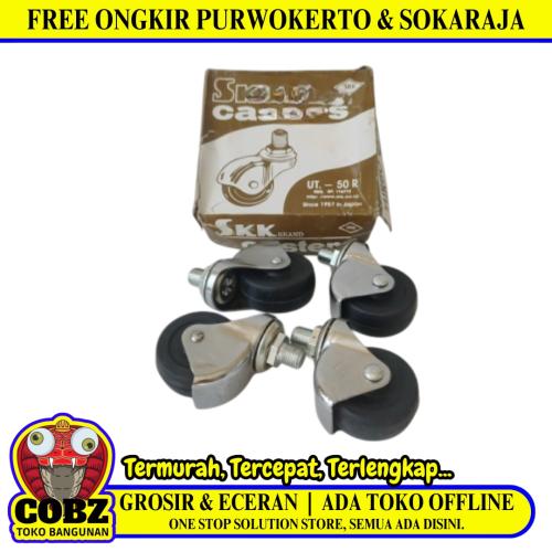 2 IN / SKK UT-50R Roda Hidup Trolly Bulat Plat 50 MM Karet Warna 4 Pcs Dus