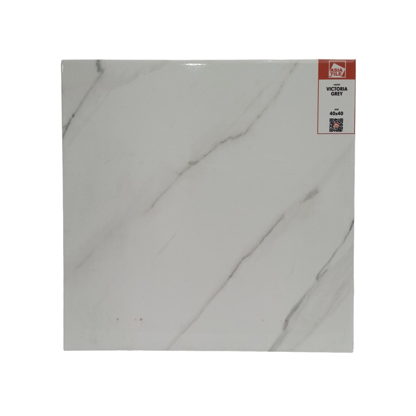 40 CM x 40 CM / ASIA TILE VICTORIA Keramik Lantai Rumah Glossy Grey Dus