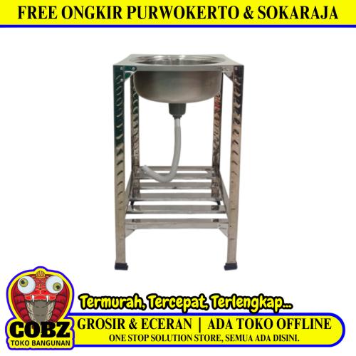 81 CM x 47 CM x 47 CM / MANGROVE MGT 460 (46SGPK) Bak Cuci Piring Washbak 1 Lubang Pakai Kaki + Acc Set