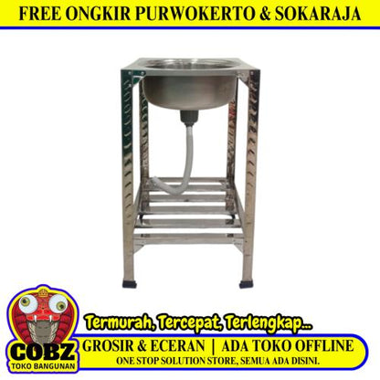 81 CM x 47 CM x 47 CM / MANGROVE MGT 460 (46SGPK) Bak Cuci Piring Washbak 1 Lubang Pakai Kaki + Acc Set