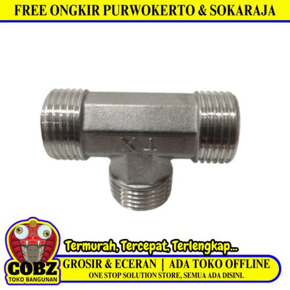 1/2 IN / TM  01 Tee Drat Luar Valve Tee Fitting Pipa Stainless