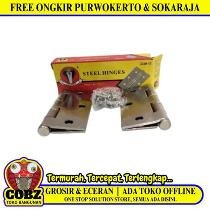 3 IN / COBRA Engsel Kupu Kupu Pintu Jendela Hinge Stainless Set