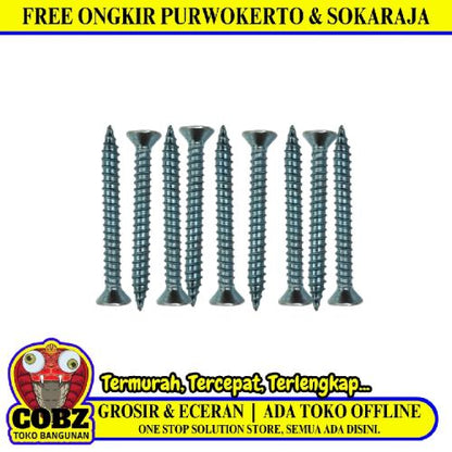 #6 x 1 1/4 IN / TM Sekrup FH Kepala Rata Plus Putih Biji