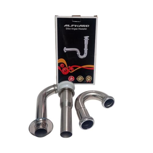 1 1/4 IN / ALPHARD Sifon Leher Angsa Saringan Wastafel Stainless Set