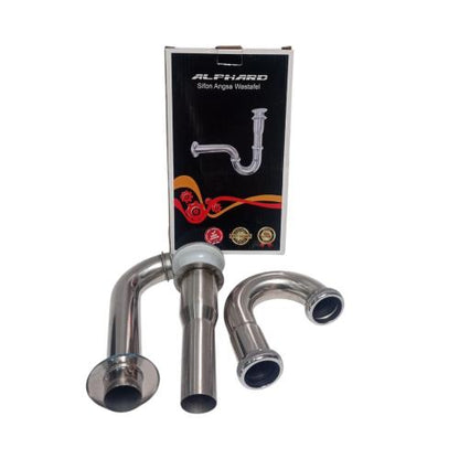 1 1/4 IN / ALPHARD Sifon Leher Angsa Saringan Wastafel Stainless Set