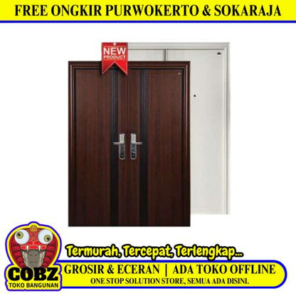 5 CM x 150 CM x 210 CM / FORTRESS FORT 150.17 DOUBLE Pintu Kamar Mandi Baja Coklat Set