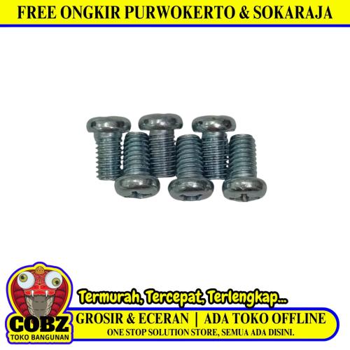 M 6 x 10 MM / TM Baut JP Kepala Pentol Bulat Plus Putih Biji