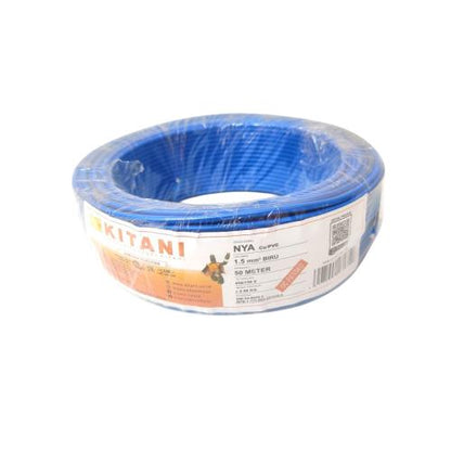 1 INTI x 1.5 MM x 50 M / KITANI NYA Tunggal Kabel Tembaga SNI Biru Roll