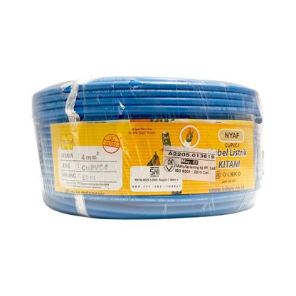 1 INTI x 4 MM x 50 M / KITANI NYA F Serabut Kabel Tembaga SNI Biru Roll
