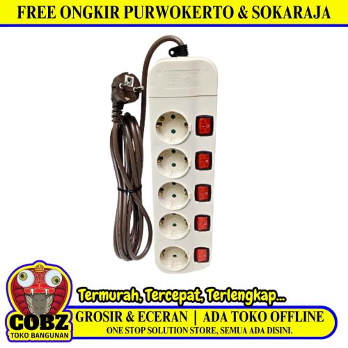 5 LB x 300 CM / UTICON Stop Kontak terminal Colokan Kabel + Switch