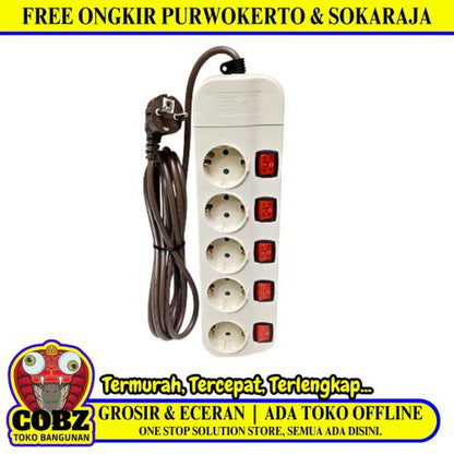 5 LB x 300 CM / UTICON Stop Kontak terminal Colokan Kabel + Switch