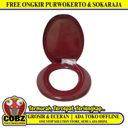 TECHPLAS Tutup Kloset Duduk Monoblok SeatCover Standard PVC Maroon Set