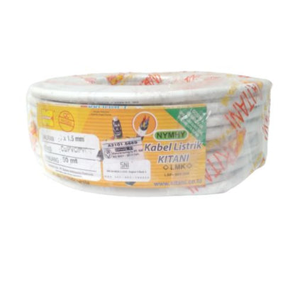 3 INTI x 1.5 MM x 50 M / KITANI NYMHY Serabut Kabel Tembaga SNI Putih Roll