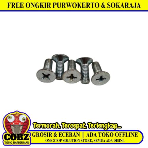 M 8 x 20 MM / TM Baut JF Kepala Rata Plus Putih Biji