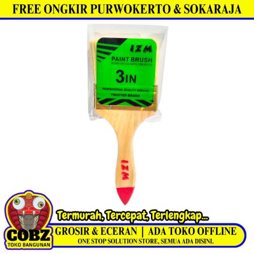3 IN / IZM Kuas Cat Tembok Kayu Besi Air Acyrlic Paint Brush