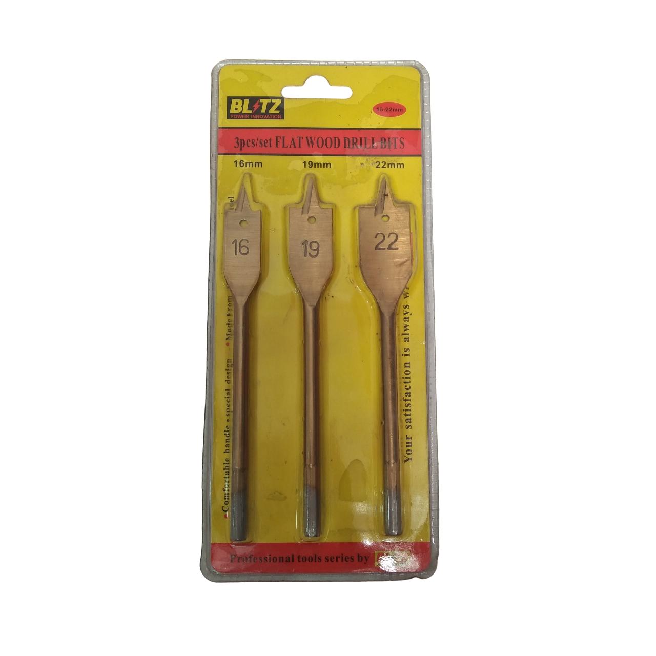 16 MM - 22 MM / BLITZ 01 Mata Bor Kayu Kipas Flat Wood Drill Bits Set