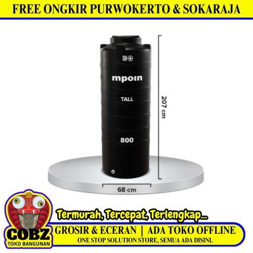 840 L / MPOIN + TALL T800 Water Torrent Tangki Tandon Air PVC Hitam + Acc Set