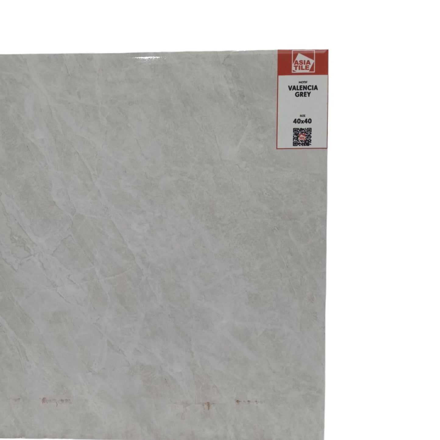 40 CM x 40 CM / ASIA TILE VALENCIA Keramik Lantai Rumah Glossy Grey Dus