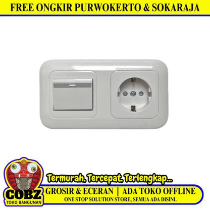 1 LUBANG / PANASONIC Stop Kontak + Saklar Single Tanam IB Inbow Putih