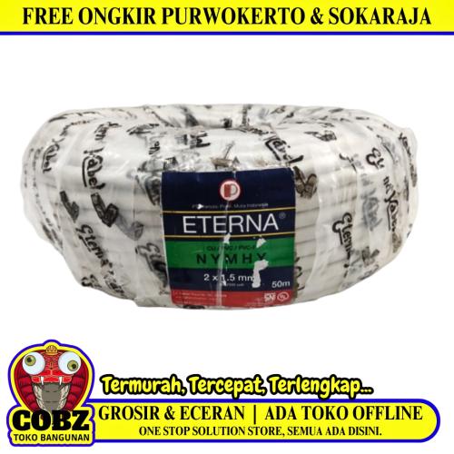 2 Inti x 1.5 MM x 50 M / ETERNA NYMHY Serabut Kabel Tembaga SNI Putih Roll
