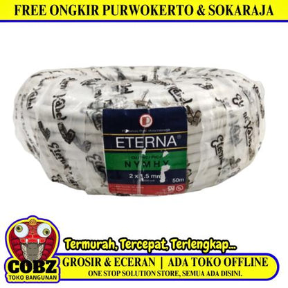 2 Inti x 1.5 MM x 50 M / ETERNA NYMHY Serabut Kabel Tembaga SNI Putih Roll