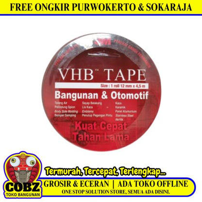 12 MM / VHB Isolasi Bolak Balik Busa Double Foam Merah