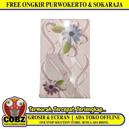 25 CM x 40 CM / UNO LOTUS Keramik Dinding Kamar Mandi Glossy Pink Dus
