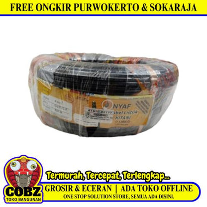 1 INTI x 4 MM x 100 M / KITANI NYA F Serabut Kabel Tembaga SNI Hitam Roll