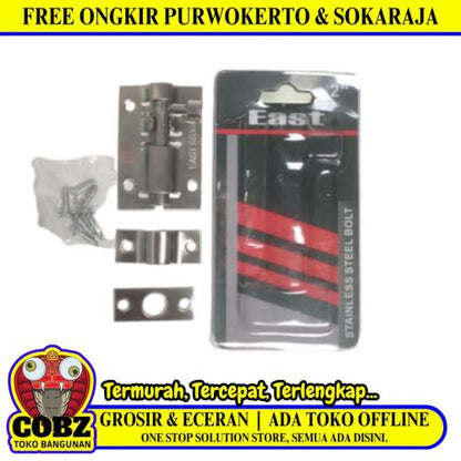 2 IN / EAST Grendel Kunci Slot Pintu Jendela Stainless