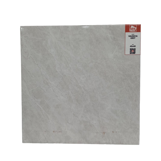40 CM x 40 CM / ASIA TILE VALENCIA Keramik Lantai Rumah Glossy Grey Dus