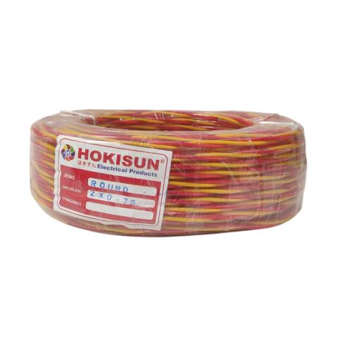 2 INTI x 0.75 MM x 50 M / HOKISUN Serabut Kabel Audio Tembaga SNI Merah Kuning Roll