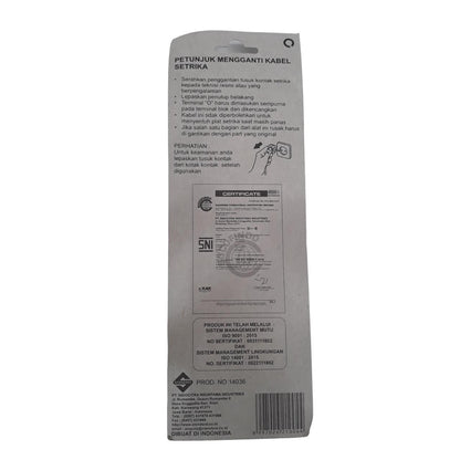 180 CM / STANDARD Kabel Jek Setrika Gosokan 3 Kabel