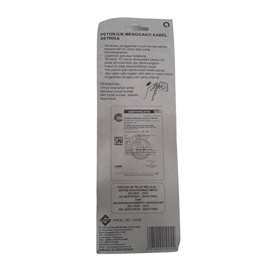 180 CM / STANDARD Kabel Jek Setrika Gosokan 3 Kabel