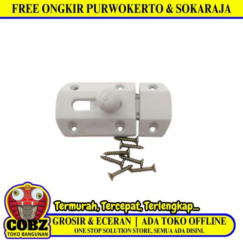 2 IN / Grendel Kunci Slot Pintu Jendela Plastik PVC