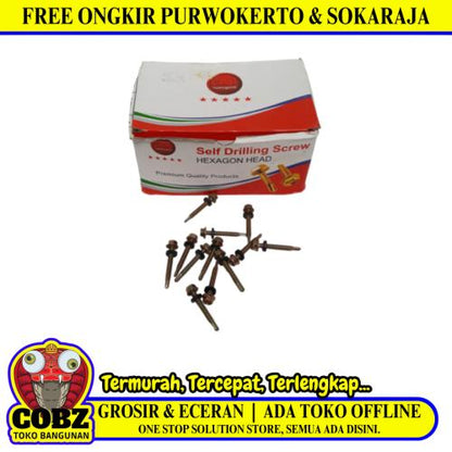 #12 x 40 MM / CAB Roofing Baut Sekrup Atap Baja Ringan Kuning Dus